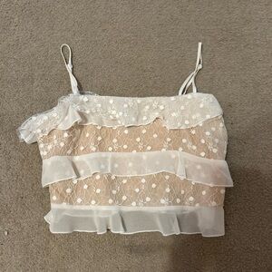 Forever 21 White Lace Crop Top